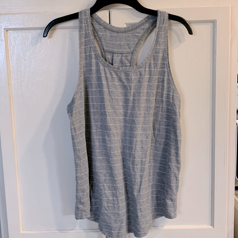 Lululemon Grey w/White Stripe Tank